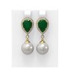 Image 1 : 8.03 ctw Emerald & Diamond Earrings 18K Yellow Gold