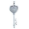 Image 1 : Sterling Silver Round Diamond Key Lock Heart Pendant 1/6 Cttw