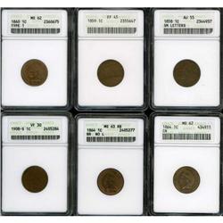 Lot of Six Small Cents