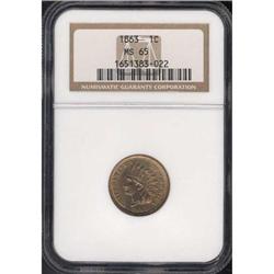 1863 Indian Head 1C NGC MS65