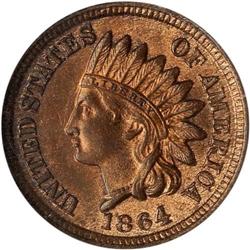1864 Indian Head 1C. Bronze NGC MS65 RB