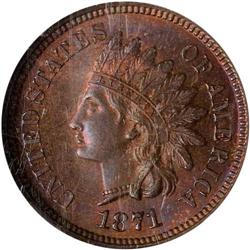 1871 Indian Head 1C NGC MS65 R