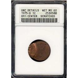 1975-D. Lincoln Cent ANACS Details UNC NET MS60