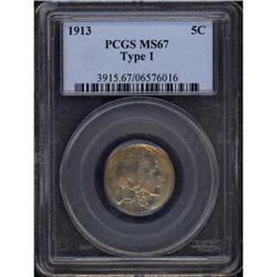 1913 Buffalo 5C. Type 1 PCGS MS67