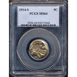 1914-S Buffalo 5C PCGS MS64