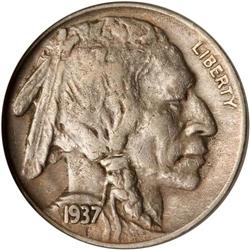 1937-D Buffalo 5C. 3 Legs ANACS EF45