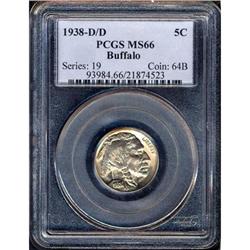 1938-D/D Buffalo 5C PCGS MS66