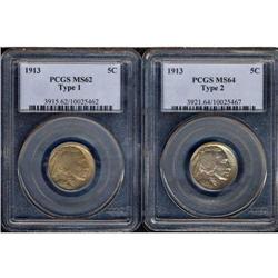 Lot of Two 1913 Buffalo Nickels