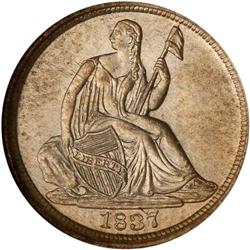 1837 Liberty Seated H10C. No Stars, Lg Date NGC MS65