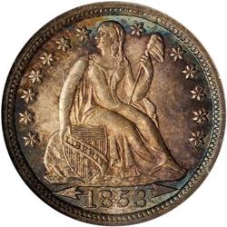 1853 Liberty Seated 10C. Arrows NGC MS66