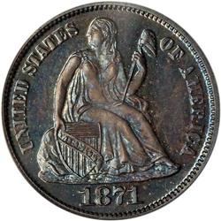 1871 Liberty Seated 10C PCGS Proof 64
