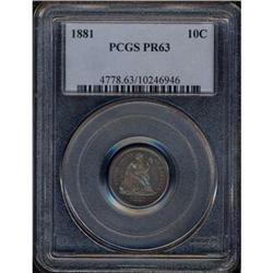 1881 Liberty Seated 10C PCGS Proof 63