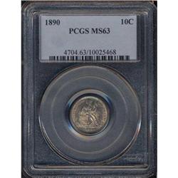 1890 Liberty Seated 10C PCGS MS63
