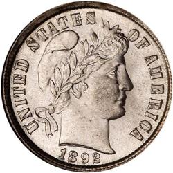 1892 Barber 10C NGC MS67