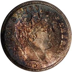 1908-O Barber 10C NGC MS67