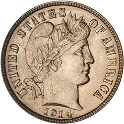 1914 Barber 10C PCGS MS66