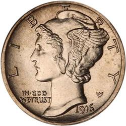 1916-D Mercury 10C PCGS MS65FB