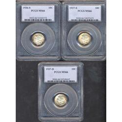 Lot of Three Mercury Dimes