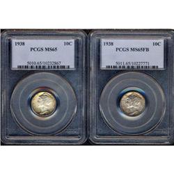 Lot of Two 1938 Mercury Dimes