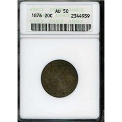 1876 Twenty Cents ANACS AU50
