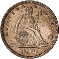 1844 Liberty Seated 25C PCGS MS63