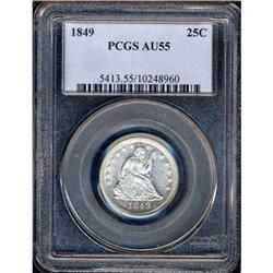 1849 Liberty Seated 25C PCGS AU55