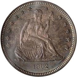 1862 Liberty Seated 25C PCGS MS64