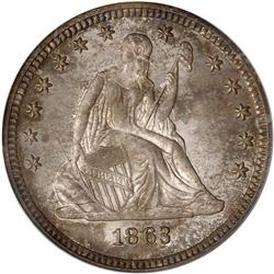 1863 Liberty Seated 25C PCGS MS64