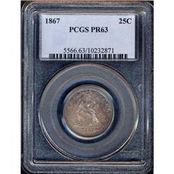 1867 Liberty Seated 25C PCGS Proof 63