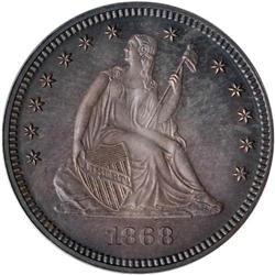 1868 Liberty Seated 25C PCGS Proof 64