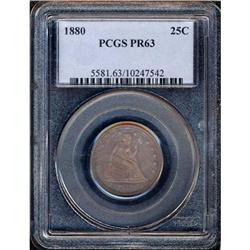 1880 Liberty Seated 25C PCGS Proof 63