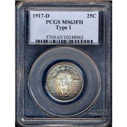 1917-D Liberty Standing 25C. Type 1 PCGS MS63 FH