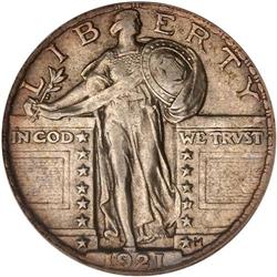 1921 Liberty Standing 25C PCGS AU53