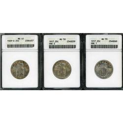 Lot of Three Standing Liberty Quarter Dollars