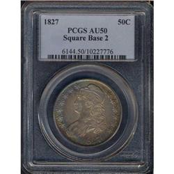 1827 Bust 50C. Sq Base 2 PCGS AU50