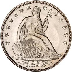 1853 Liberty Seated 50C. Arrows & Rays NGC MS66