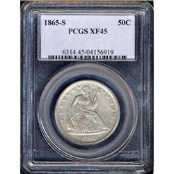 1865-S Liberty Seated 50C PCGS EF45