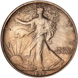 1917-S Liberty Walking 50C. Mintmark on Rev PCGS MS63