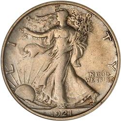 1921-S Liberty Walking 50C ANACS Dtls AU Net EF40 Clnd