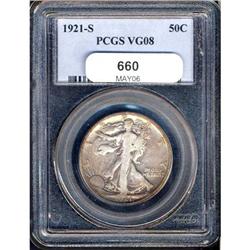 1921-S Liberty Walking 50C PCGS VG08
