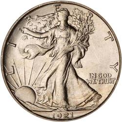 1921-S Liberty Walking 50C PCGS MS64