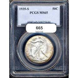 1935-S Liberty Walking 50C PCGS MS65