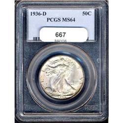 1936-D Liberty Walking 50C PCGS MS64