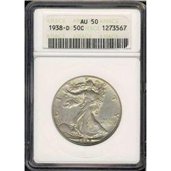 1938-D Liberty Walking 50C ANACS AU50