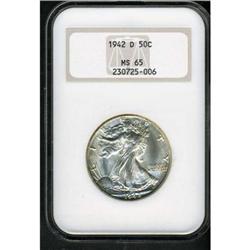 1942-D Liberty Walking Half Dollar NGC MS65