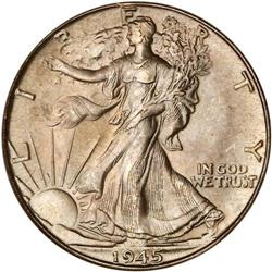 1945-D Liberty Walking Half Dollar PCGS MS67