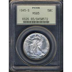 1945-S Liberty Walking Half Dollar PCGS MS65