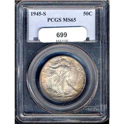 1945-S Liberty Walking 50C PCGS MS65