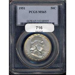 1951 Franklin 50C PCGS MS65