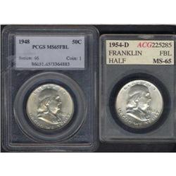 Lot of Two Franklin Half Dollars